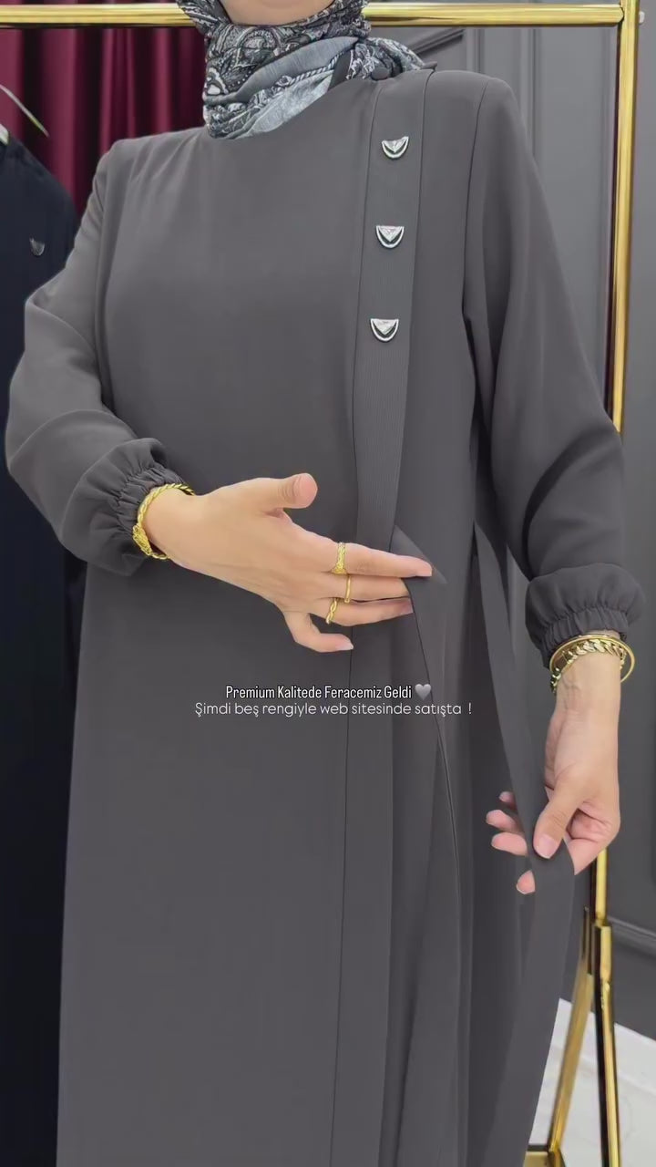Elegant button detail abaya